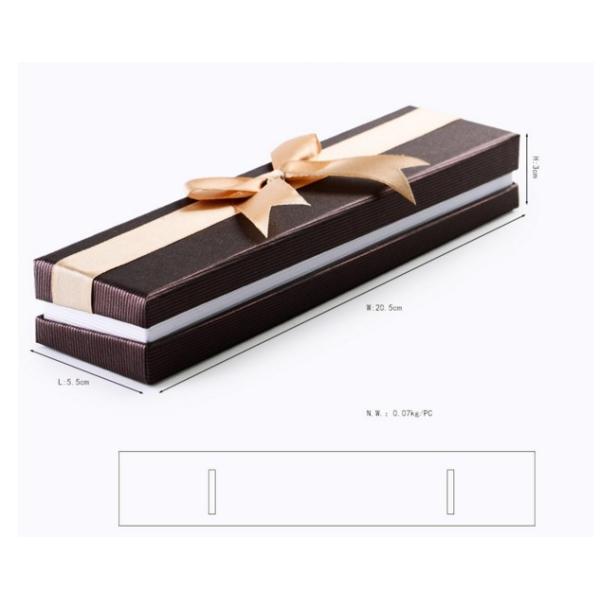 Stylish Design Cardboard Jewelry Gift Boxes With Bow Velvet Foam Insert