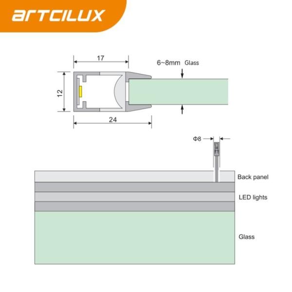 Direct Laminate Linear Lamp Led Glass Board for Recessed Aluminum 12-v DC Voltage A2102