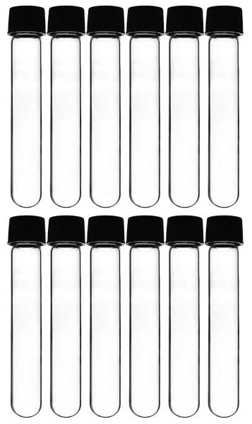 Borosilicate Glass Serological Test Tubes with Black Bakelite Screw Caps Silicon Liners, Vol.30ml 20x150mm