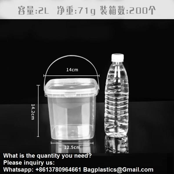 Bucket With Lid, Clear Bucket, Plastic Food Storage Container, Ice Cream Bucket, Reusable Container, Plastic Bucket, Tub With Lid, Storage Container, Round Plastic Pail, BPA Free, Pail With Handle