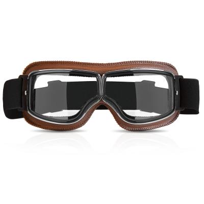 Anti Scratch Motocross Racing Goggles Pilot Leather Riding Glasses Scooter ATV Off Road Dust Proof Eyewear