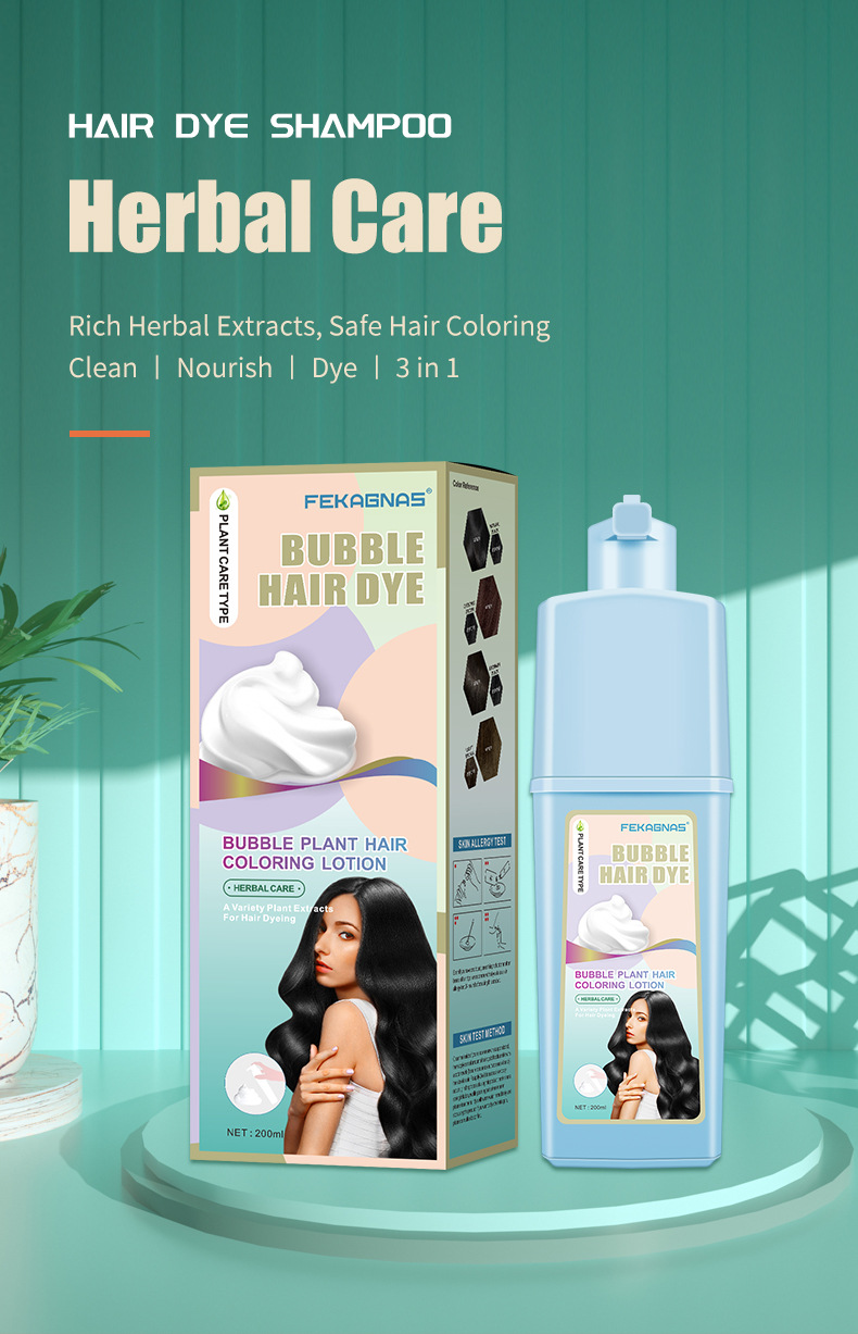 Shampoo colorant capillaire noir rapide 3 en 1 pour des cheveux naturels et sains