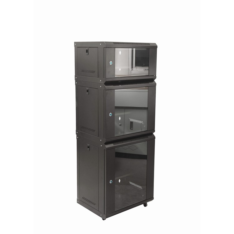 Stock 12U 530*400*600 Network Server Cabinet with Toughened Glass Door or Mesh Door