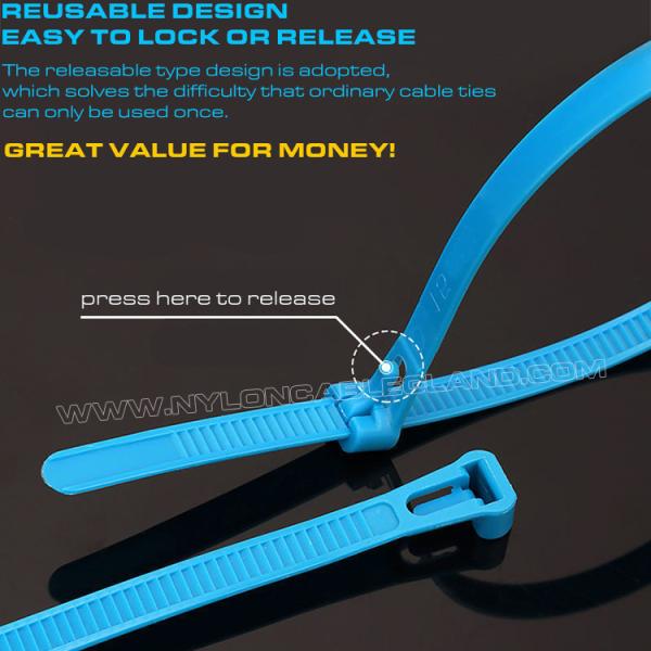 Plastic Loosable Cable Tie 7.6x200mm, Polyamide (Nylon) 66, 94V-2 Reusable Cable Tie (50lbs) for Wire Management