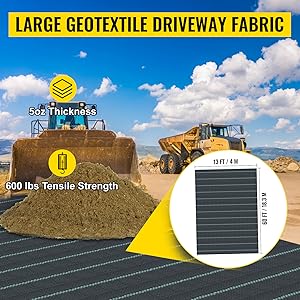 Commercial Grade Landscape Fabric, Garden Weed Barrier Fabric Heavy Duty, Geotextile Fabric Underlayment Gravel, Ground Cover Drainage Fabric, Weed Mat Cloth