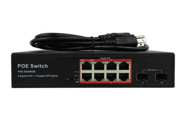 Latest POE-S0208GB 8 Gigabit PoE & 2 Gigabit SFP IEEE802.3af/at PoE Switch (150W built-in power supply source)