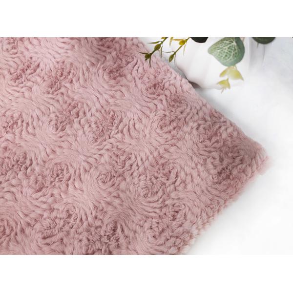 Розовая ткань меха Faux полиэстера связала 58/60