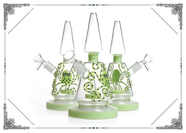 Rock Hand Blown Bongs Showerhead Perc Bongs 9 Inches With Green Octopus