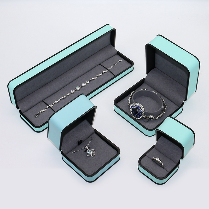 Plastic PU Leather Jewelry Box  Small Jewelry Set Box With Hinge Closure Multi Color