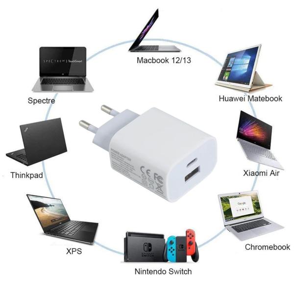 1A +1C European Power Charger for Phone 18W 20W Travel Adapter OEM/ODM