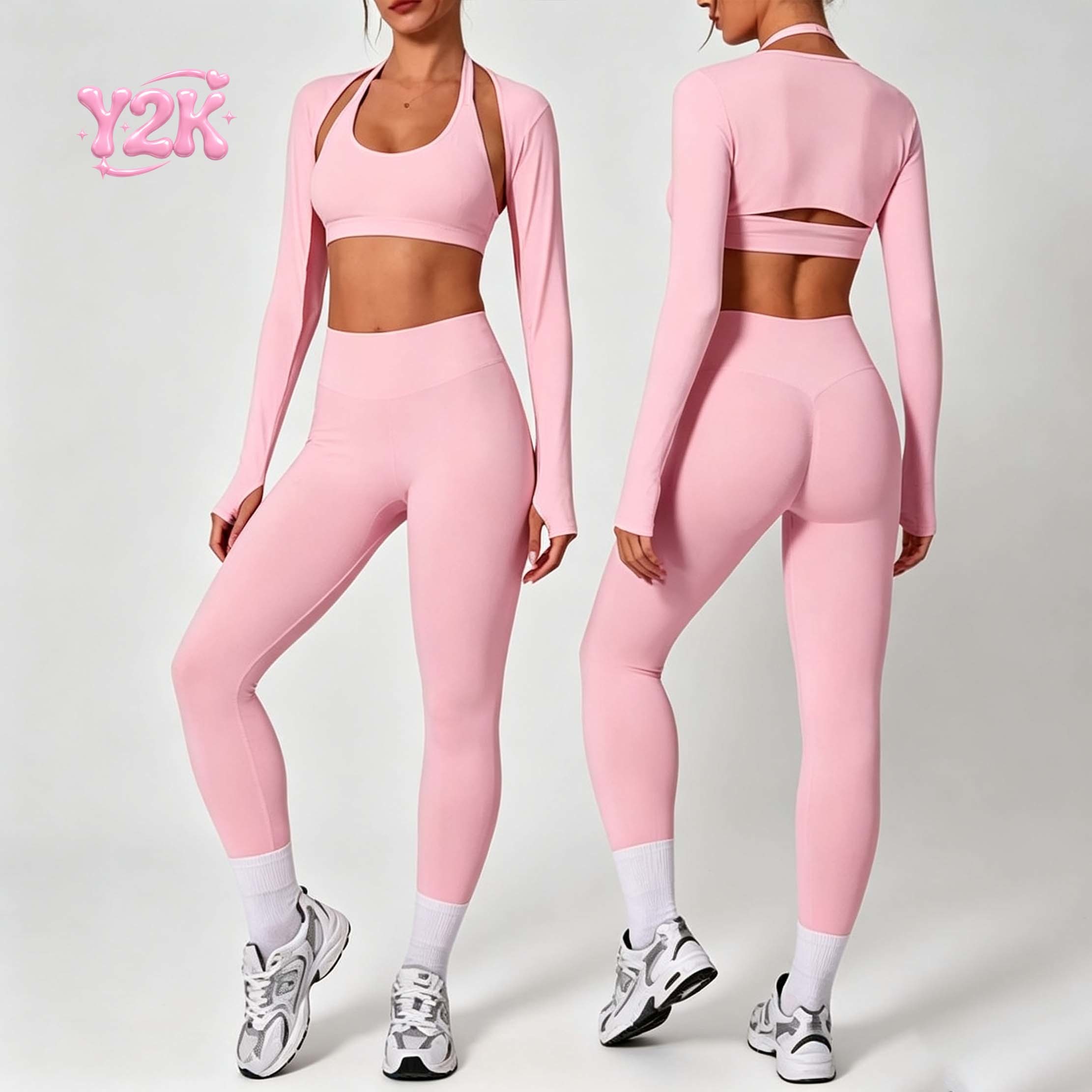 Custom Women's Shrug Sports Bra Leggings Three Piece Yoga Set