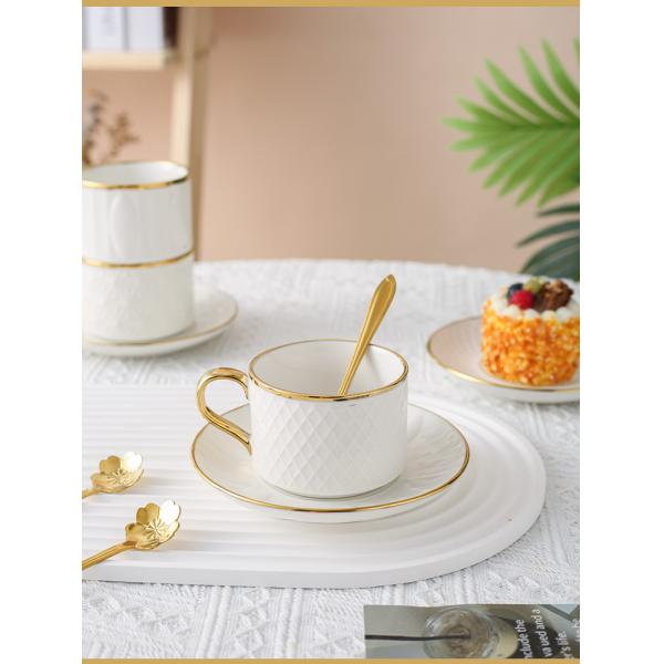 Modern White Ceramic Cups and Saucers Nordic Elegant Bone Cup Set for Water Mugs