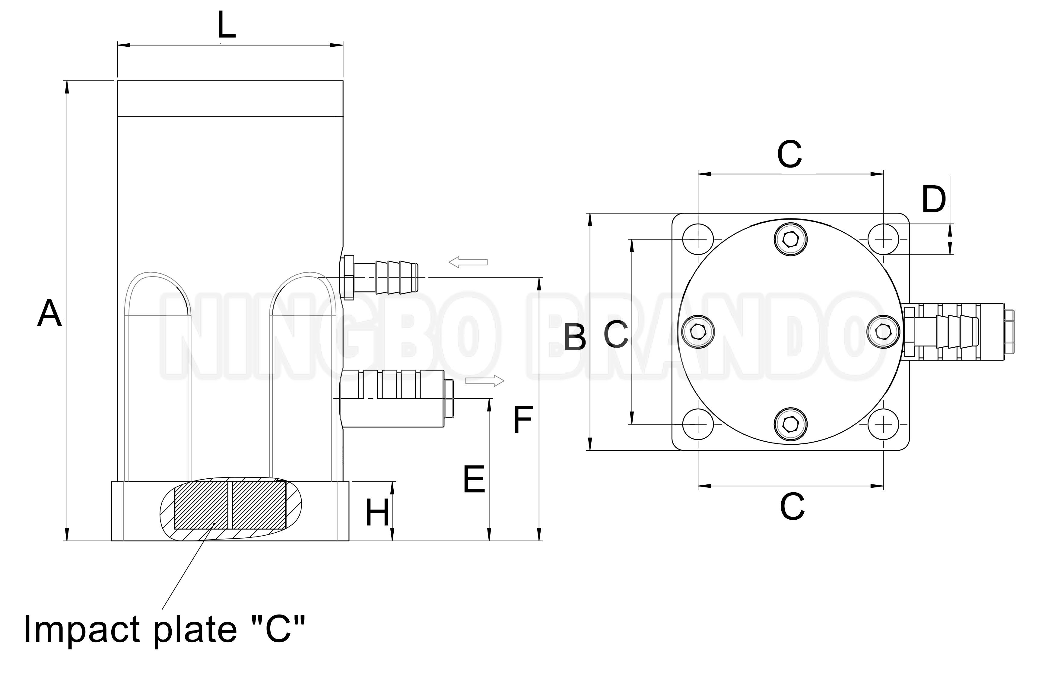 Dimension LOGO NTP 48 B+C Netter Vibration Type Pneumatic Linear Vibrator For Silo Hopper