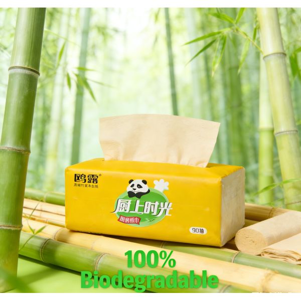High Quality 100% Virgin Bamboo Pulp Eco-Friendly Kitchen Paper Towels 2 Ply Soft Nature Absorbent Single Fold for Kitchen Use