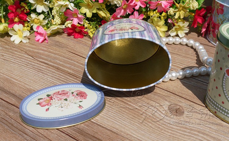 0.23mm Thickness Gift Oval Tin Box Custom Logo Print For Candy / Coffee Packaging
