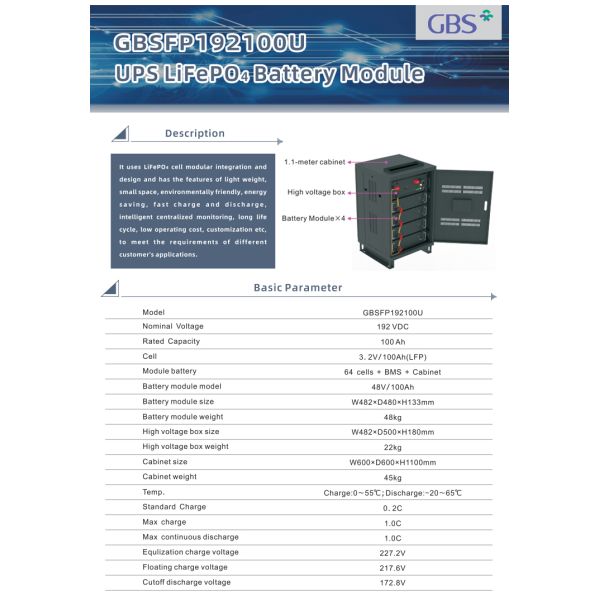 Server Rack UPS LiFePO4 192V 50Ah Rack Mounted Lithium Ion Battery off Grid