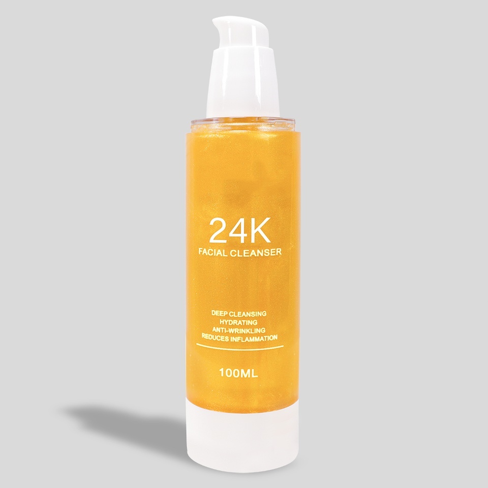 OEM ODM brand organic natural skincare products 24k gold deep cleansing exfoliating moisturizing cleanser facial cleanser