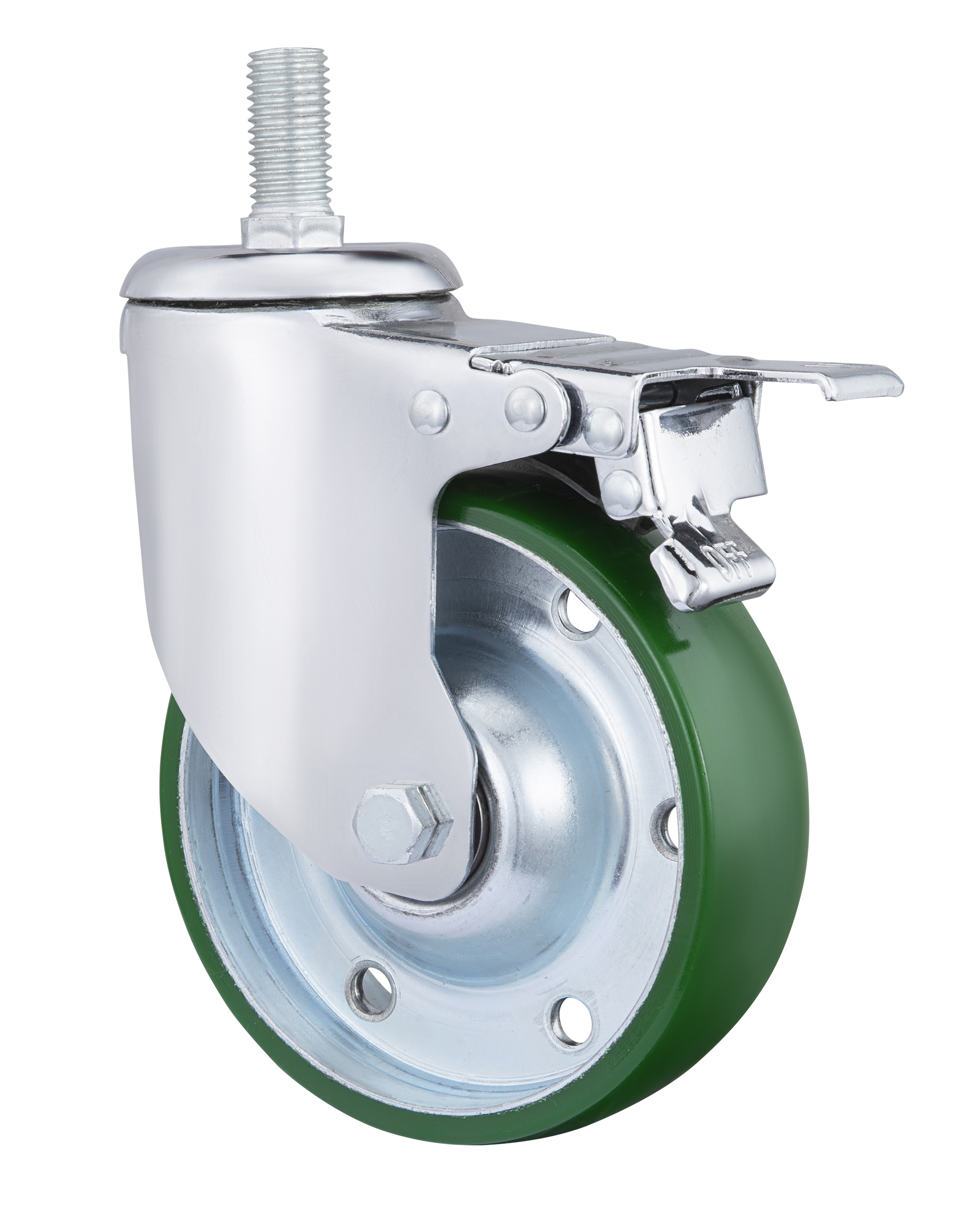 4/5/6inch PU Wheel Casters Swivel Top Plate Threaded Stem Castor Automobile Industry Medium Heavy Duty Steel Core Casters Wheel