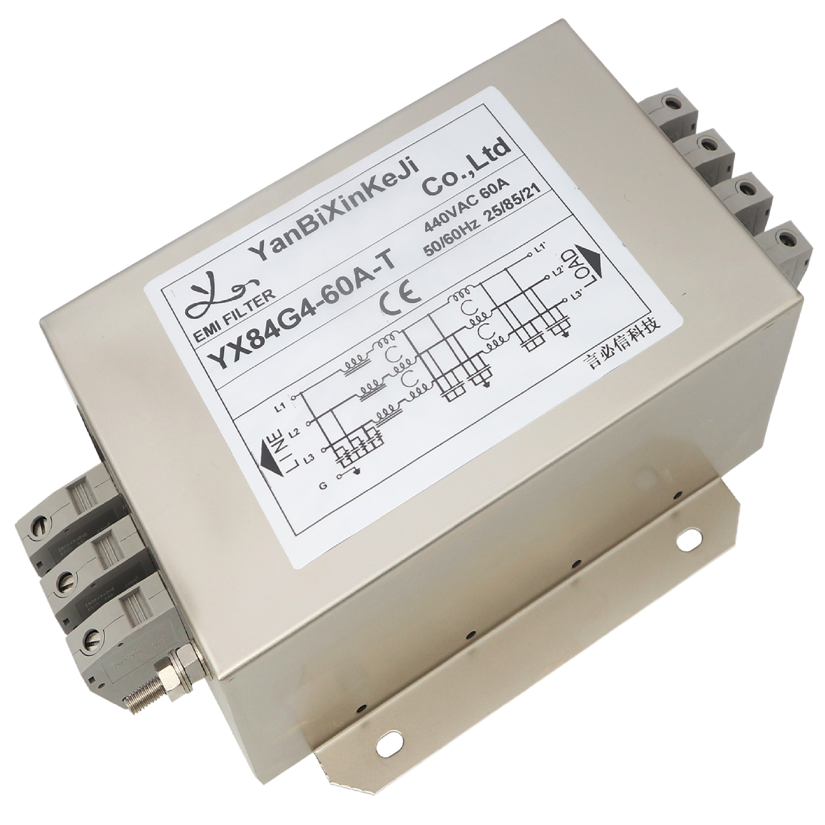 EMI YX84G4-60A-T трехфазный фильтрует выход терминального блока провода 3