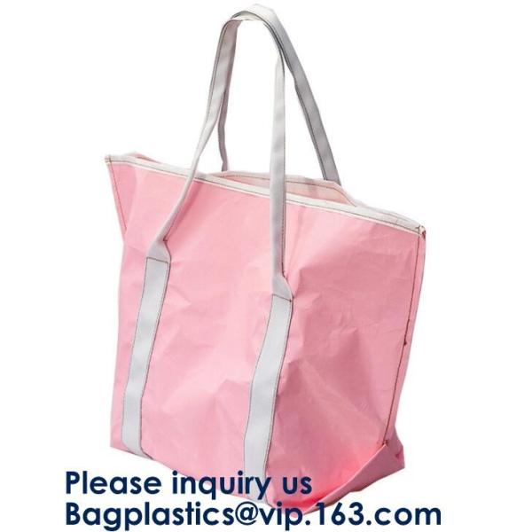 Tyvek Reversible Reusable Shopping Tote Beach Pool Travel Bag Ultra Soft FOLDABLE Material,Reusable Grocery Bag, Easily