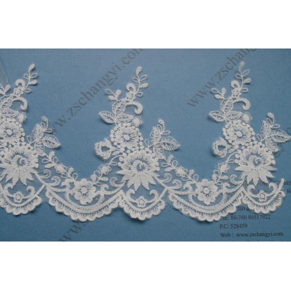 Embroidery Wedding Lace Trimming Gold Wire Lace Border H27cm*L20cm Repeat