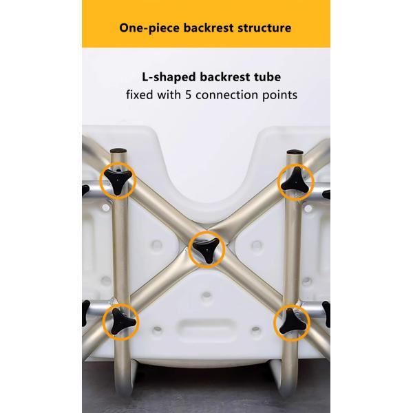 Senior Friendly Bathroom Chair For Shower Adjustable Height Aluminium Bath Chair With Backrest