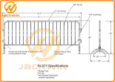 Portable Temporary Safety Fence Galvanized Bridge Feet Metal Crowd Control Barrier
