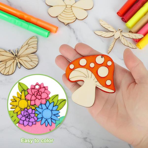 Wooden Ornaments to Paint 8 Styles DIY Blank Unfinished Wood Cutouts Ornament for Home Crafts Hanging Decorations