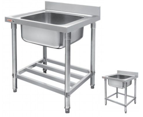 One Bowl Stainless Steel Preparation Table Kitchen Work Heavy Duty Wheel 450*450*300