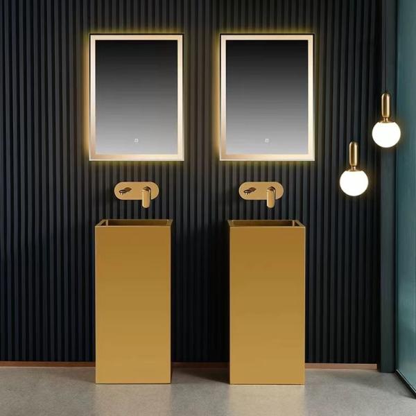 Modern Column Square Pedestal Bathroom Sink Floor Standing SUS304 Material