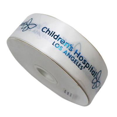 Personalized Custom Polyester Satin Ribbon With Blue Foil Logo – Luxury Branding Ribbon
