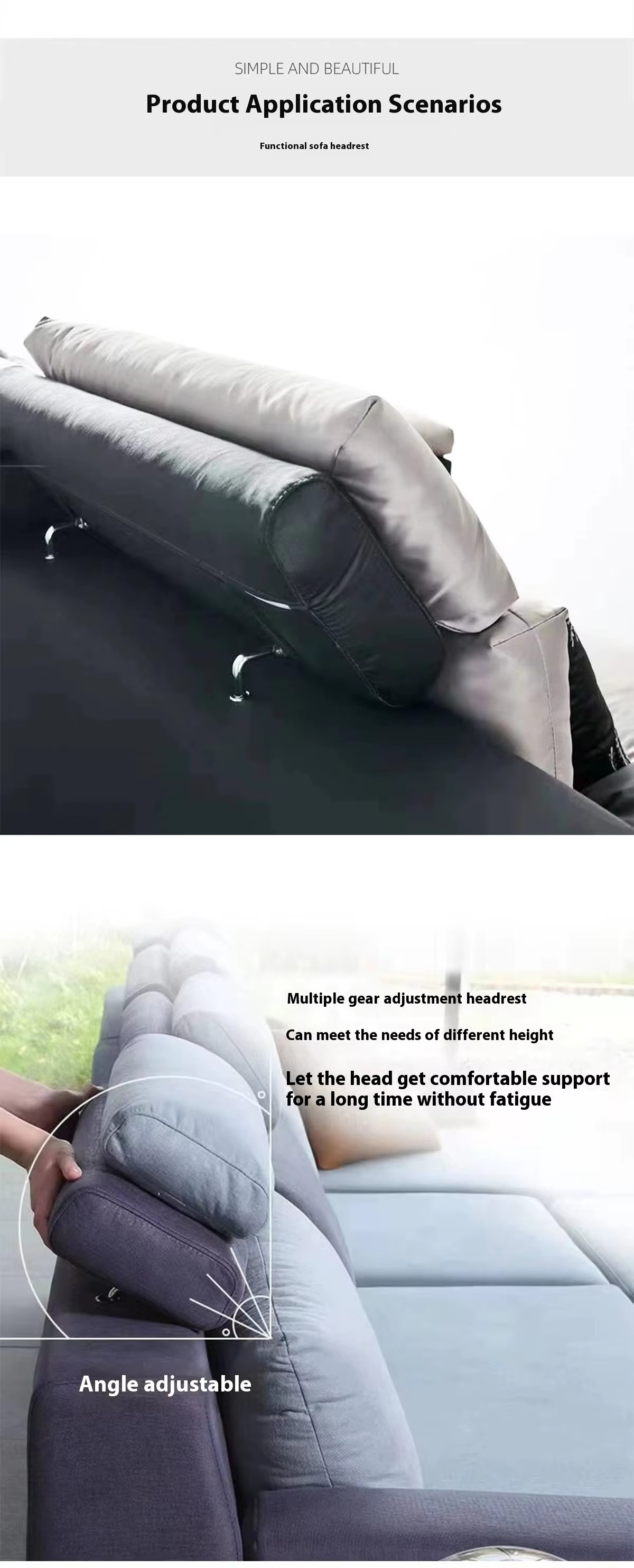 Adjustable Angle Sofa Bed Headrest Mechanism Stainless Steel Aluminum 35mm Accessory School Industrial Hospital Home Furniture