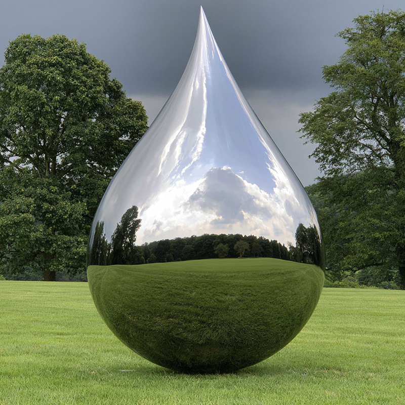 Large Mirror Finished Water Drop Stainless Steel Sculpture Outdoor Landscape Art