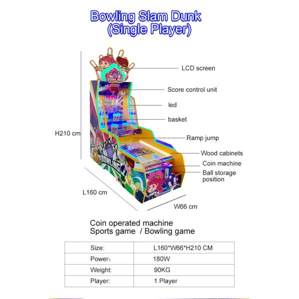 Indoor Mini Bowling Slam Dunk Single Player Coin Operated Redemption Game