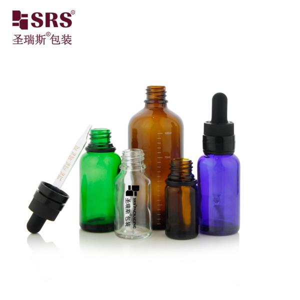 D008 Bouteille en verre vert brun semi-transparent en forme de moisissure de luxe CRC Cap de gouttelette inaltérable facile à utiliser pour l'essence capillaire