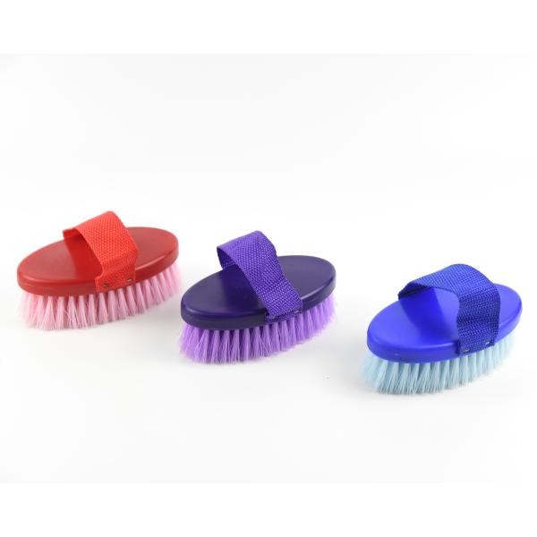 Elliptical Horse Grooming Brushes , 13*7 cm Horse Bristle Hair Brush Cloth Ribbon