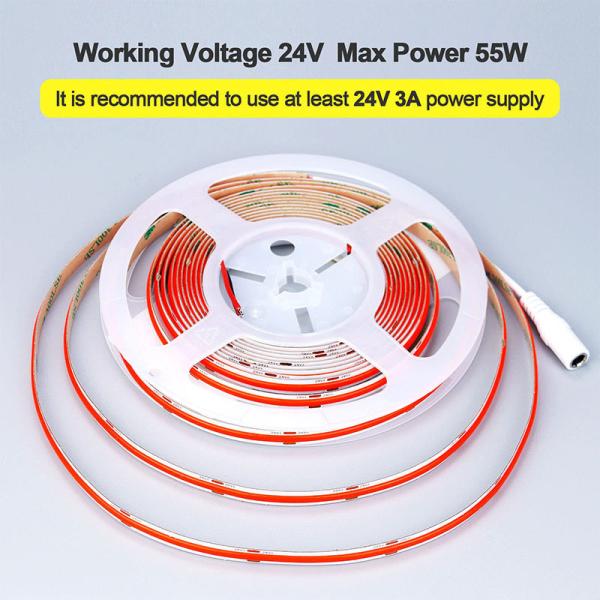COB LED Strip Light IP20 8mm 12V24V 480leds Vermelho para decoração interior e exterior