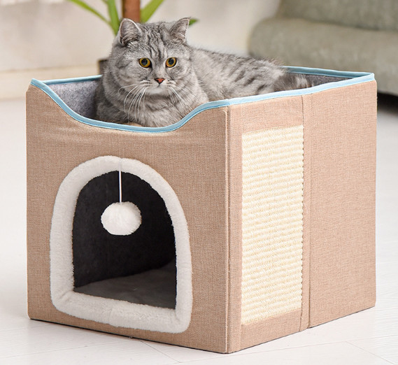 暖まって1つの猫のベッドの折り畳み式の洞窟に付き2つは高い伸縮性がある泡ペット猫のベッドを形づける