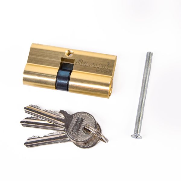RARLUX Super Polish Nickel Plated Solid Brass Key Door Cylinder with 3 Keys