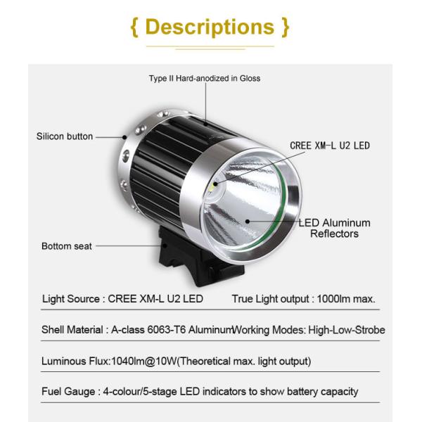 Водостойкий РАЗОРИТЕЛЬ свет велосипеда СИД 1000 люменов передний легкий для установки