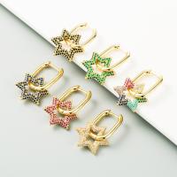 Zircon plaqué par or coloré des boucles d'oreille 18k de Diamond Star Pendant Hoop Charm