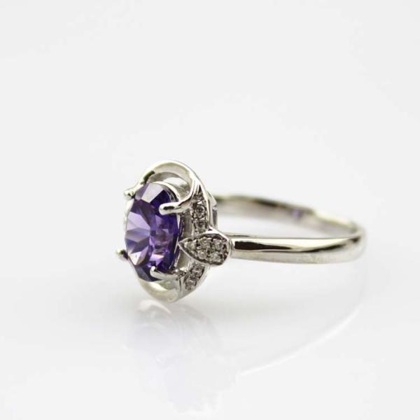 Fashion Jewelry 925  Silver  7x9mm Oval Blue Topaz Ring with Cubic Zircon(R106)