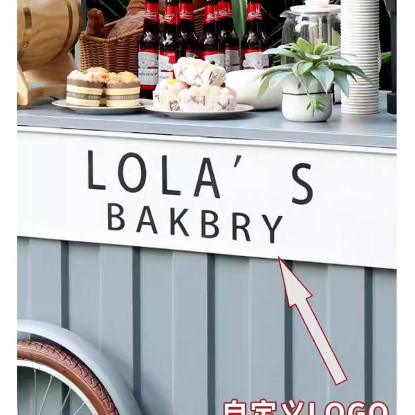 Stainless Steel Insulation Tempered Glass Outdoor Street Vending 3 Wheel Coffee Bike