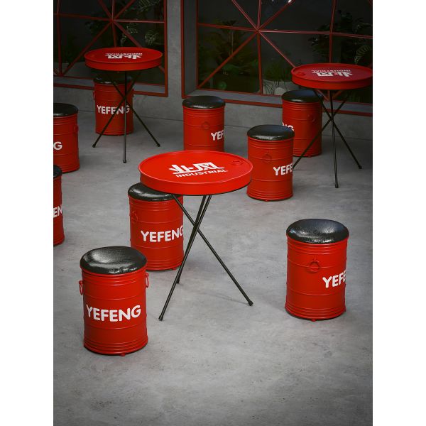 Customizable Color Oil Drum Chair with Durable Iron Frame and Premium PU Leather for Industrial Bar Furniture