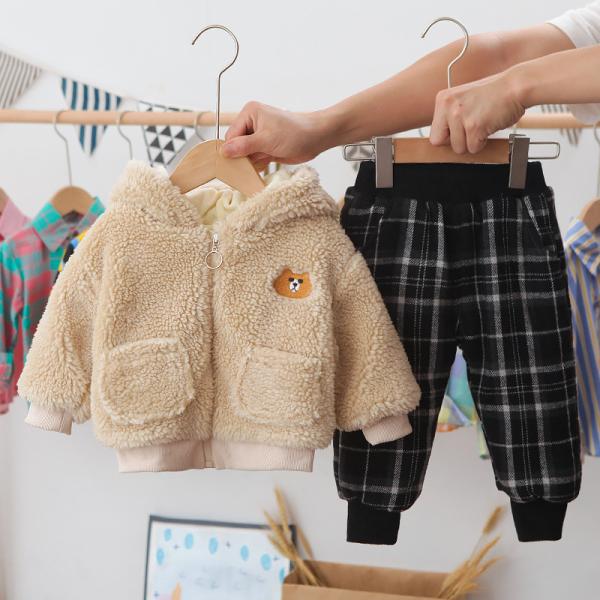 120cm 47.2in Winter Children'S Clothing Cartoon Teddy Bear Sweatsuit Hooded Velvet Suit