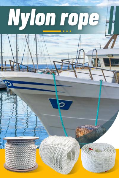 12 Mm  220 M 3 Strand Nylon Polyamide Twisted Fiber Low Elongation Soft Rope For Dock Anchor