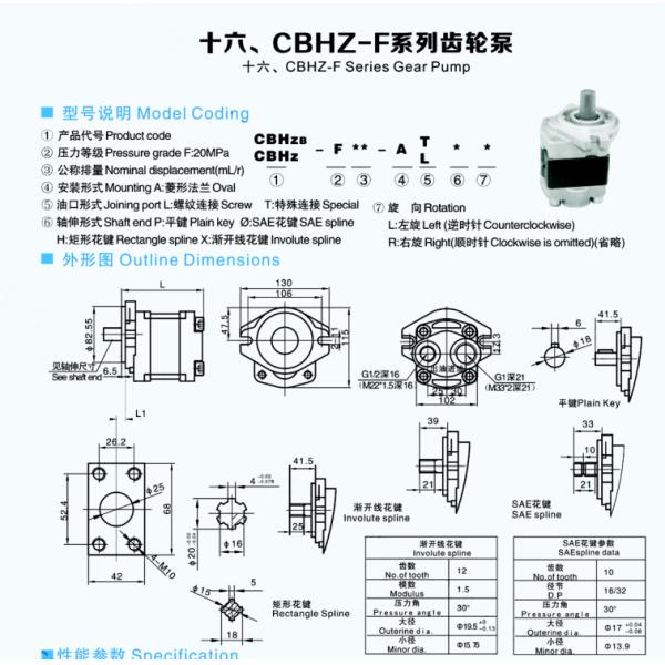 Toyota Forklift Hydraulic Gear Pump Low Noise 32 Ml/r 20MPa OEM