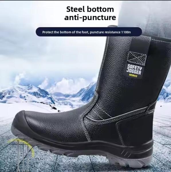 OEM High Top Genuine Leather Work Shoes Steel Plate Safety Boots Genuine Leather Security Work Boots Pu Injection Sole