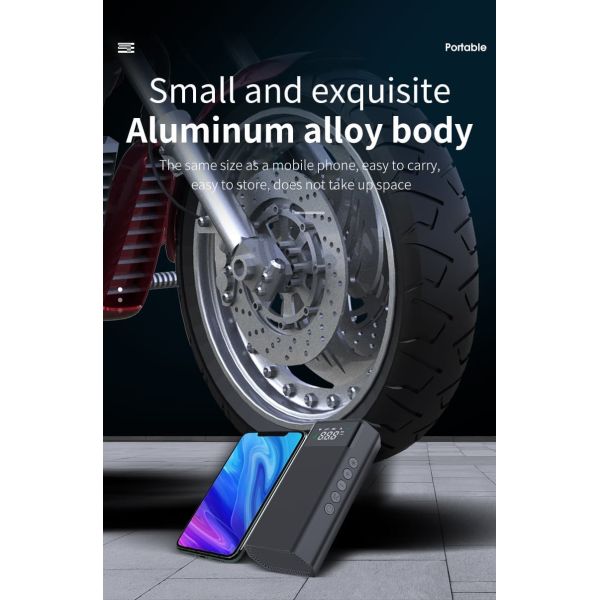150 PSI Cordless Portable Car Tire Inflator Air Pump With Power Bank LED Light