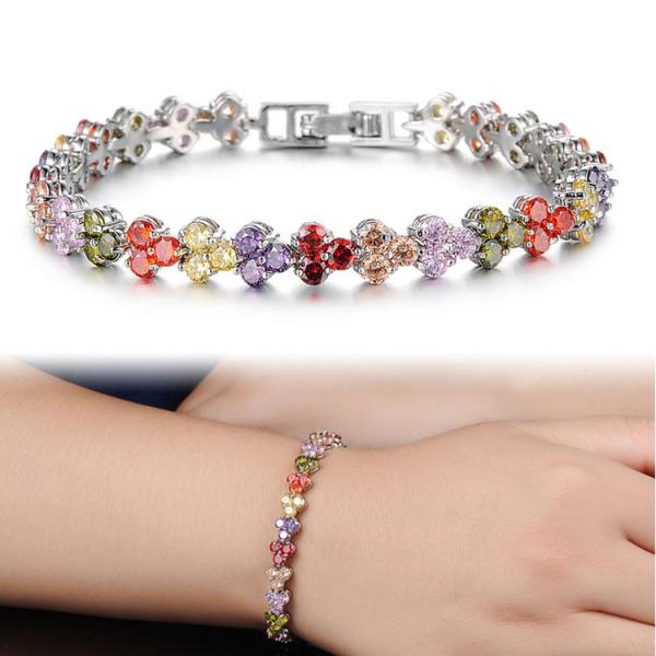 Multicoloured Cubic Zirconia Tennis Bracelet for Women Wedding Jewelry (JDS935COLOR)